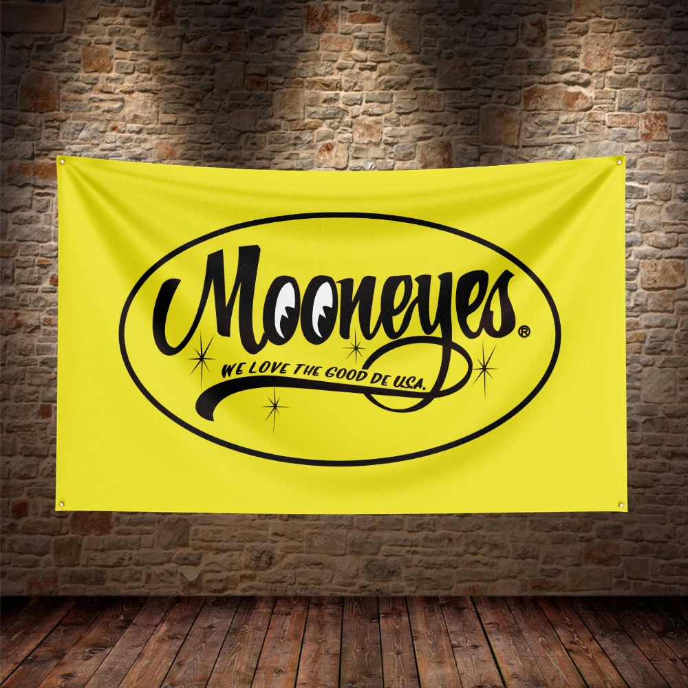 90x150cm Moon Eyes Vintage Hot Rods Car Flag Polyester Printed Garage or Outdoor Decoration Banner Tapestry