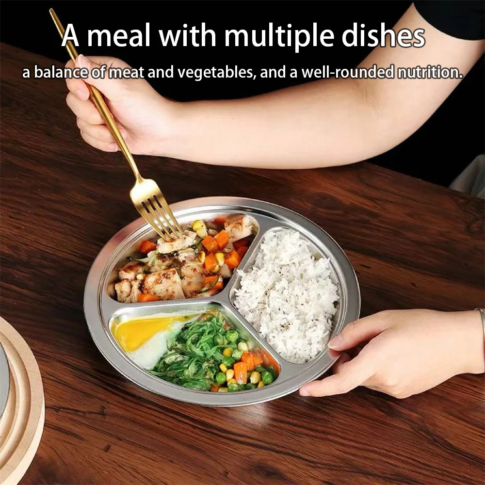 قطعة واحدة من أدوات المائدة المصنوعة من الفولاذ المقاوم للصدأ مقسمة إلى شبكات، أطباق الوجبات السريعة، أطباق طلاب المدارس، مقصف الموظفين، أطباق المطاعم #4