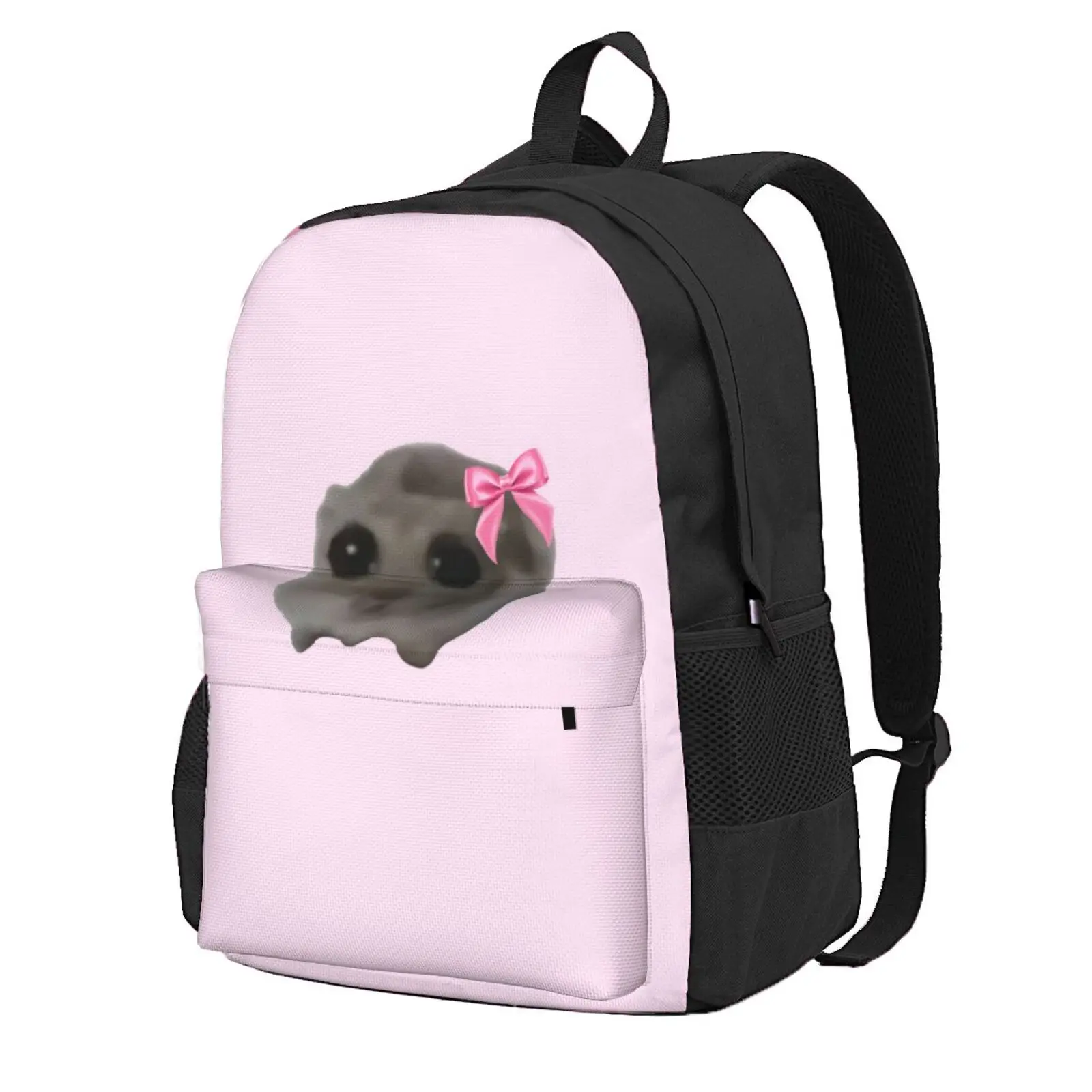 Coquette Sad Hamster Hot Sale Schoolbag Backpack Fashion Bags Girl Sad Hamster Meme Coquette Meme Bow Pink