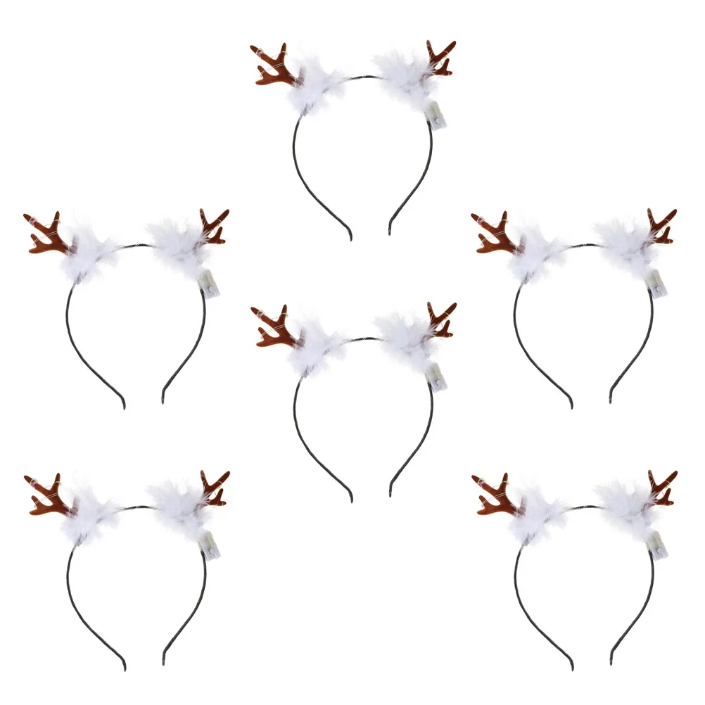 6 Pcs Reindeer Antler Clips Luminous Headband Ladies Halloween Costumes Xmas Hair Wear Aldult Miss for Girls