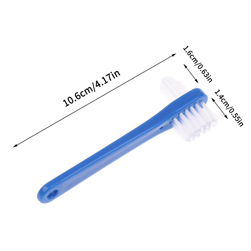1 Pcs Double Head Toothbrush Manual Brush False Teeth Cleaner Portable Al Care Supply Denture Blue Red White Color