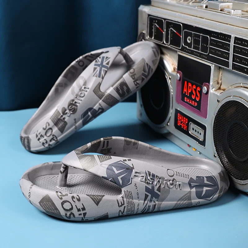 

Новые мужские шлепанцы больших размеров на толстой подошве для пляжа и улицы, легкие, дышащие, лето 2026