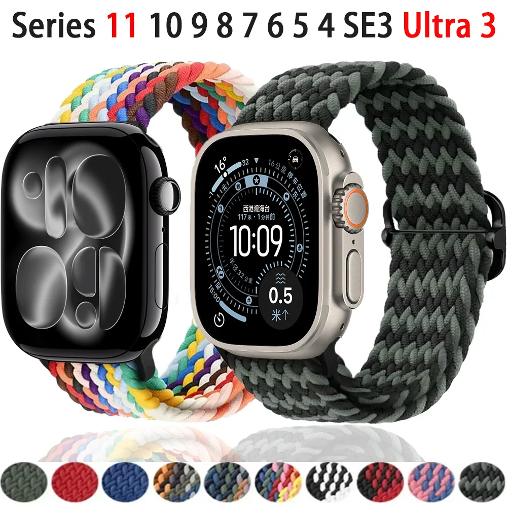 Nylon geflochtenes elastisches Schlaufenarmband für Apple Watch Band Ultra 3 2 49 mm 11 10 42 mm 46 mm Serie 9 8 7 6 5 4 45/41 mm 40/44 mm Armband