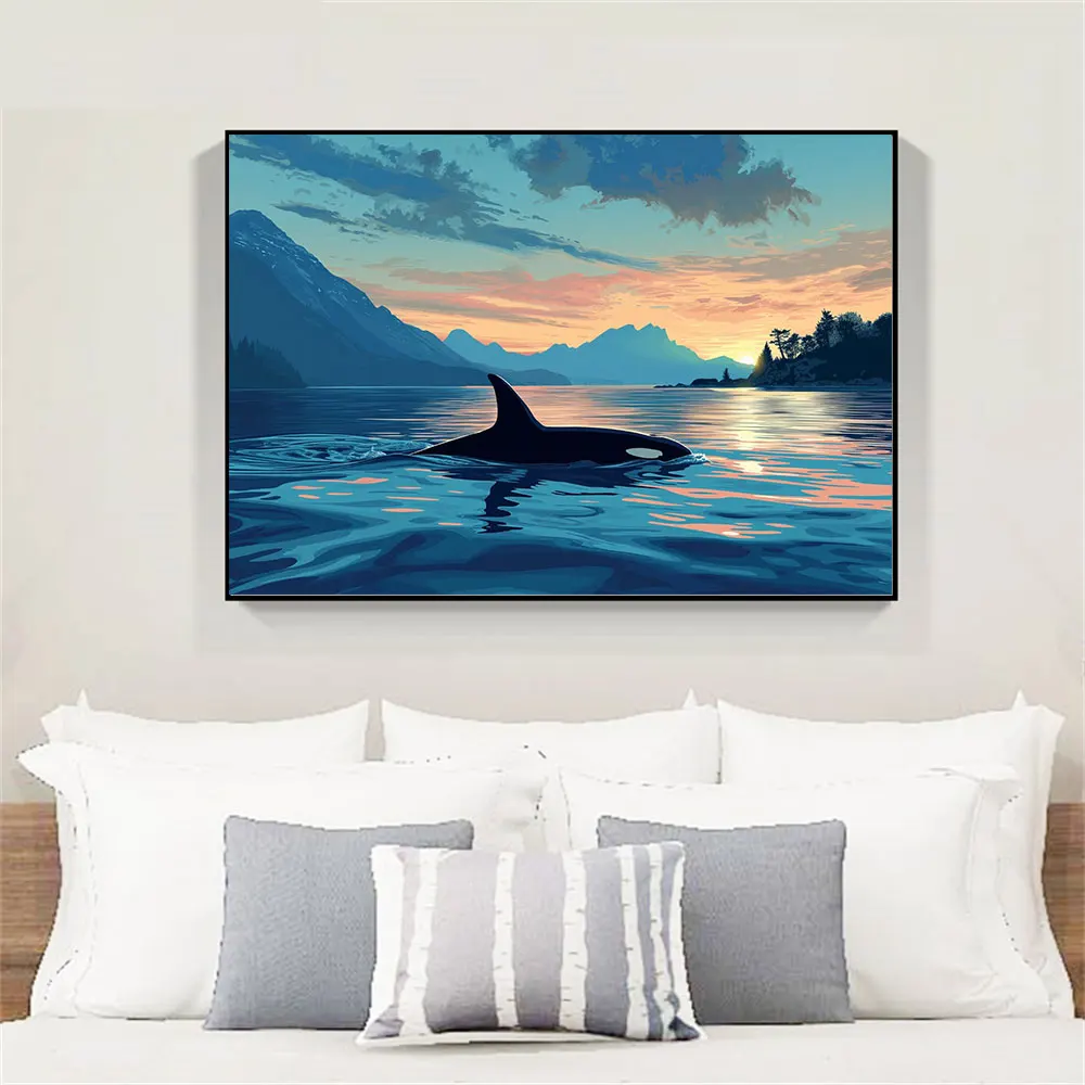 

Orca Print Wildlife Posters Whale Canvas Painting Wall Art Picture For Living Kids Room Home Decoration Best Gift