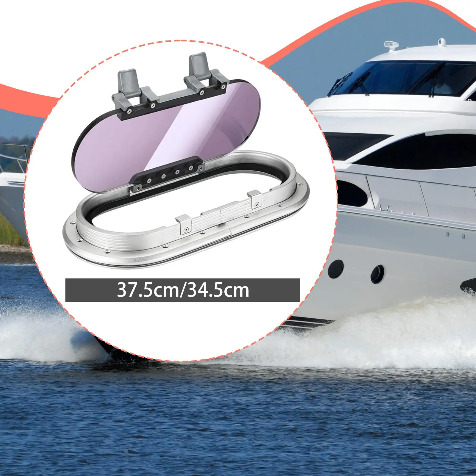 

Elliptical Boat Window Watertight Aluminum Porthole Oval Tool Box Cover Versatile Accessories Acrylic Glass RV Skylight