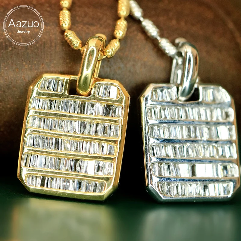 

Aazuo Real Jewelry 18K Solid White Gold Yellow Gold Diamonds 0.35ct Square Shape Pendent None Chain For Women Special Occasions