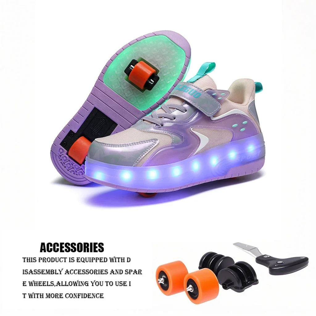 Zapatos de Skate en línea para niños, zapatos de patinaje sobre ruedas de velocidad con 2 ruedas, zapatos de patinaje ligeros con carga, zapatillas con ruedas voladoras