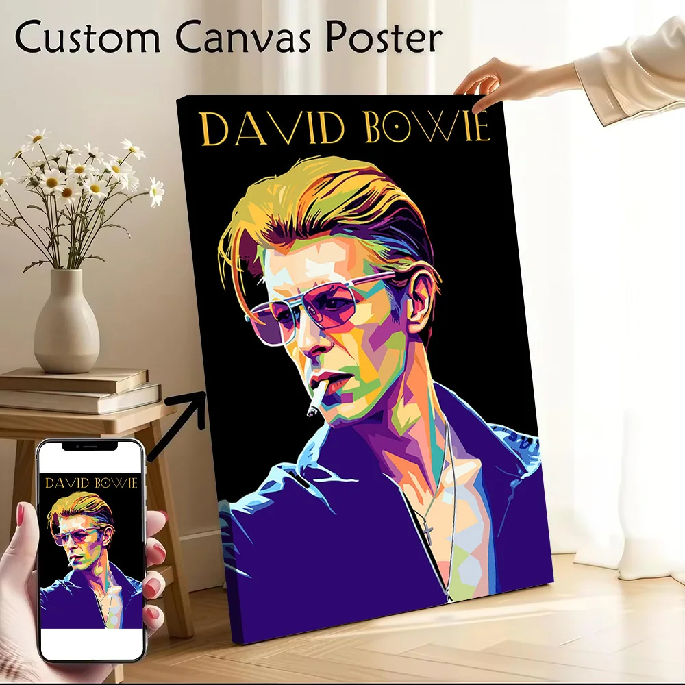 David Bowie Pop Art Portrait Canvas Poster Wall Art Customizable High Quality Printed Picture for Personalized Painting Bedroom