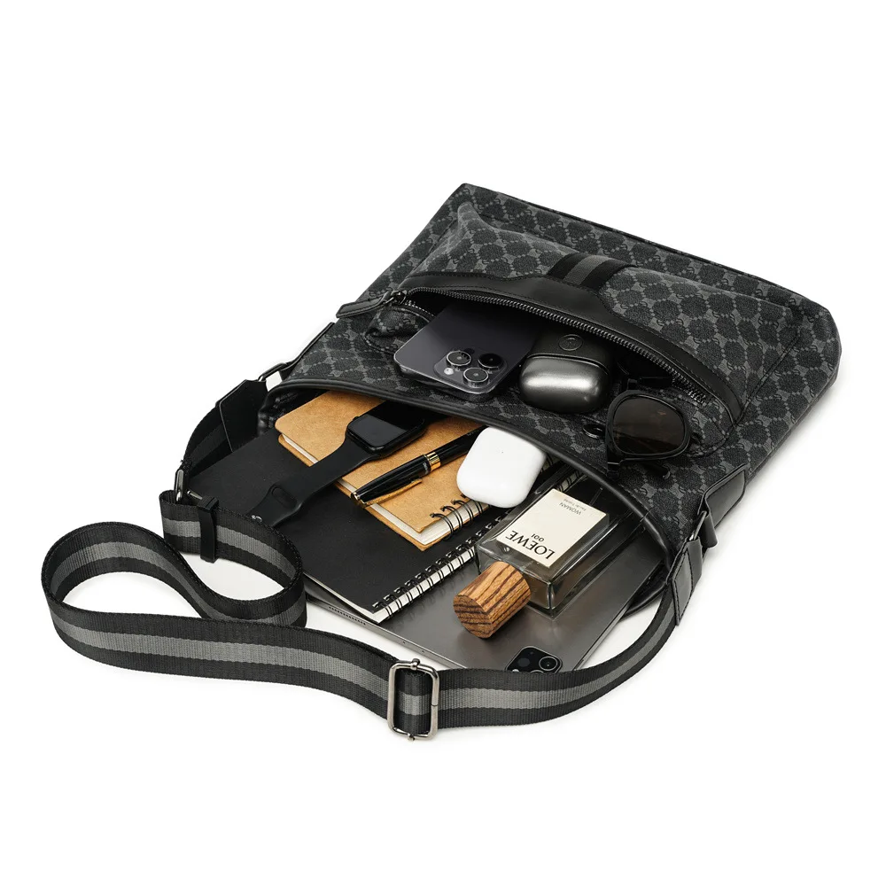 Modische karierte Umhängetasche für Herren, luxuriöse Business-Umhängetaschen für Herren, Pendler-iPad-Taschen, lässige Reisetasche, trendige Herren-Geldbörse – Detail 19