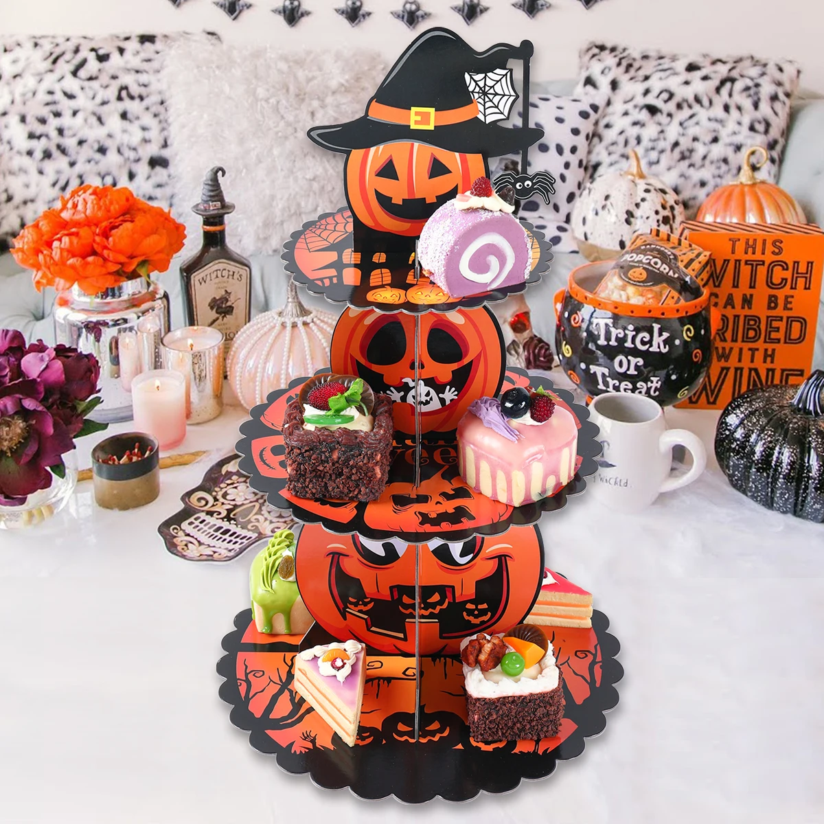 

Halloween Pumpkin MultiLayer Cake Stand Halloween Party Dessert Table Multilayer Paper Pumpkin Cake Tray Trick Or Treat Day