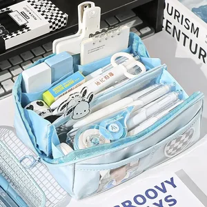 Transparent pencil case with multi -sized prisms, large capacity, multifunctional, simple and high -appearance, 1 piece 6 Main Sales School Multifunction Case - №5