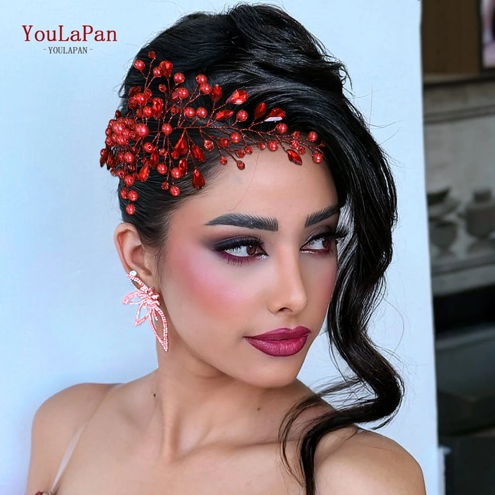 

YouLaPan Pearl Rhinestone Hairpiece Bridal Wedding Hair Accessories Fashion Woman Party Headband Bride Crystal Headwear HP84