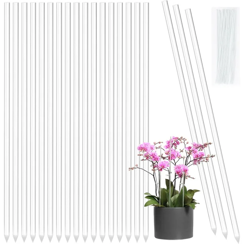 Estaca de Soporte Transparente Reutilizable para Flores, Estacas Acrílicas para Plantas, Varillas Transparentes para Jardín, Varillas de Fijación para Orquídeas en Maceta, Estructura de Soporte para Plantas Trepadoras