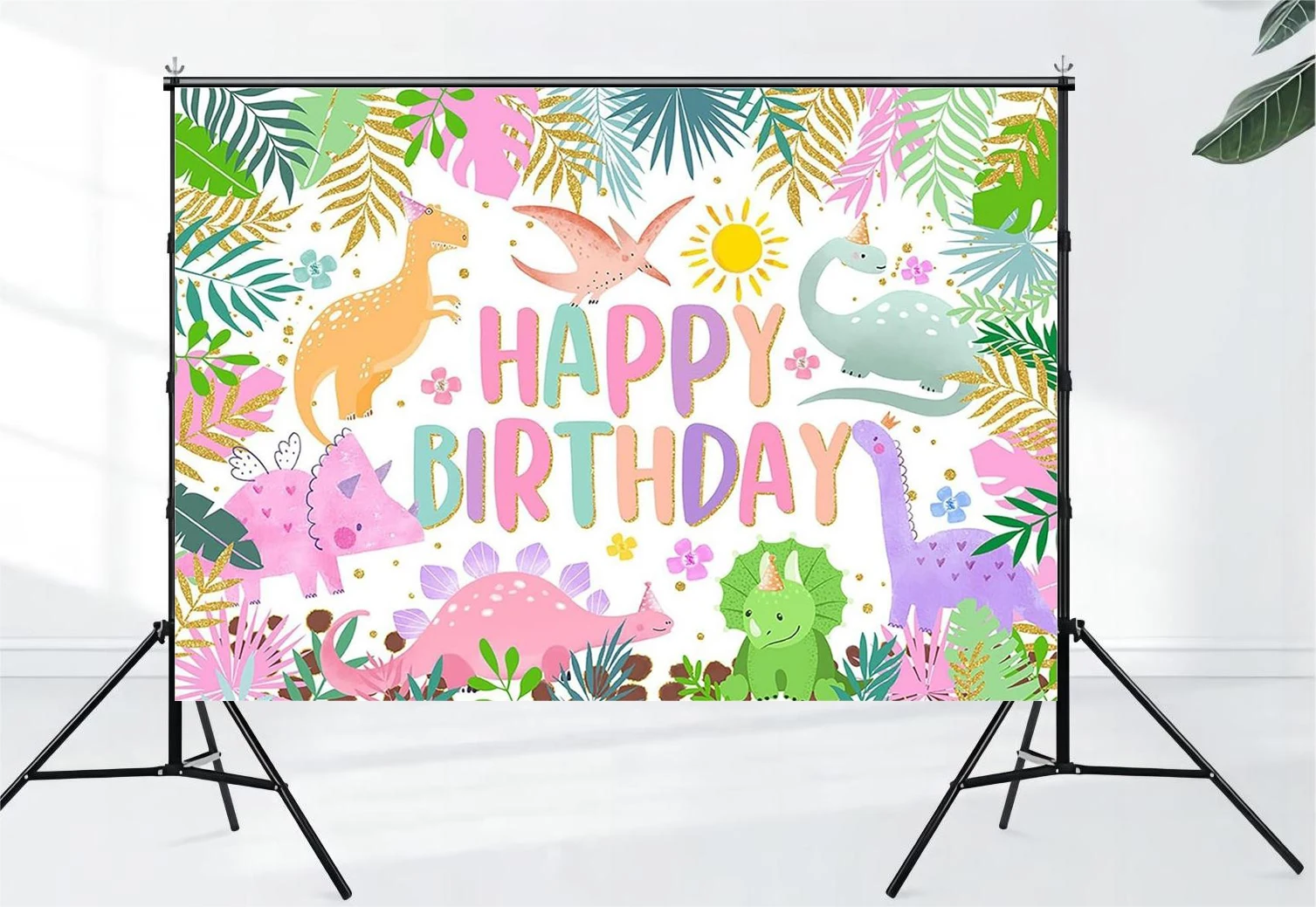 Dinosaur Birthday Background Cartoon Dinosaur Girl Birthday Background Party Decoration Dinosaur World Banner Birthday Party