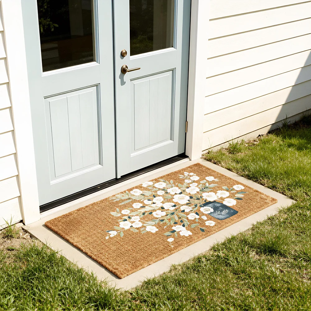 Floral Themed Doormat Rustic Flower Floor Mat Floral Welcome Rug Bohemian Style Mat Indoor Outdoor Pad Decorative Mat Ideal Gift