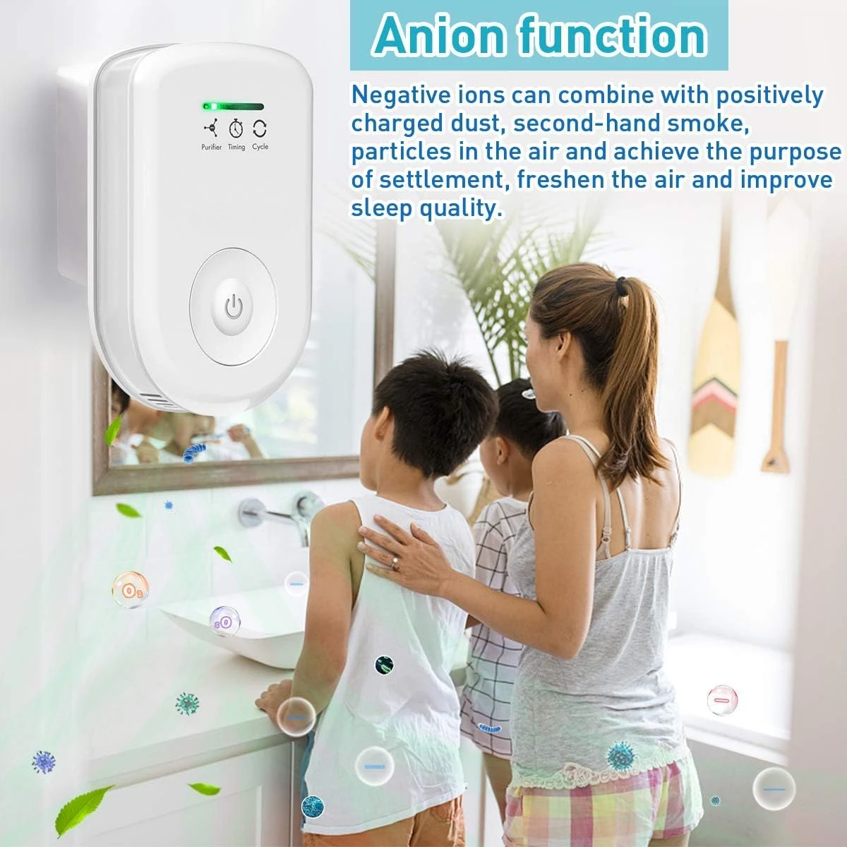 Air Purifiers , Mini Odor Eliminator Ozone Negative Ion Dual FunctionPortable Deodorizer Freshener Cleaner for House Bedroom