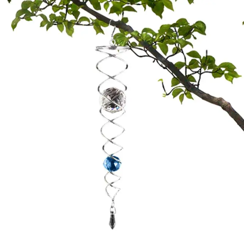 

Wind Spinner Tail Gazing Ball Spiral Tail Pendant Stainless Steel Wind Spinner Swivel Hook Decorative Spiral For Outdoor Yard