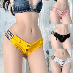 2025 Nieuwe Vrouwen Sexy Lage Taille Brief Bandage Denim Shorts Jeans Thong Ssuper Short Nachtclub