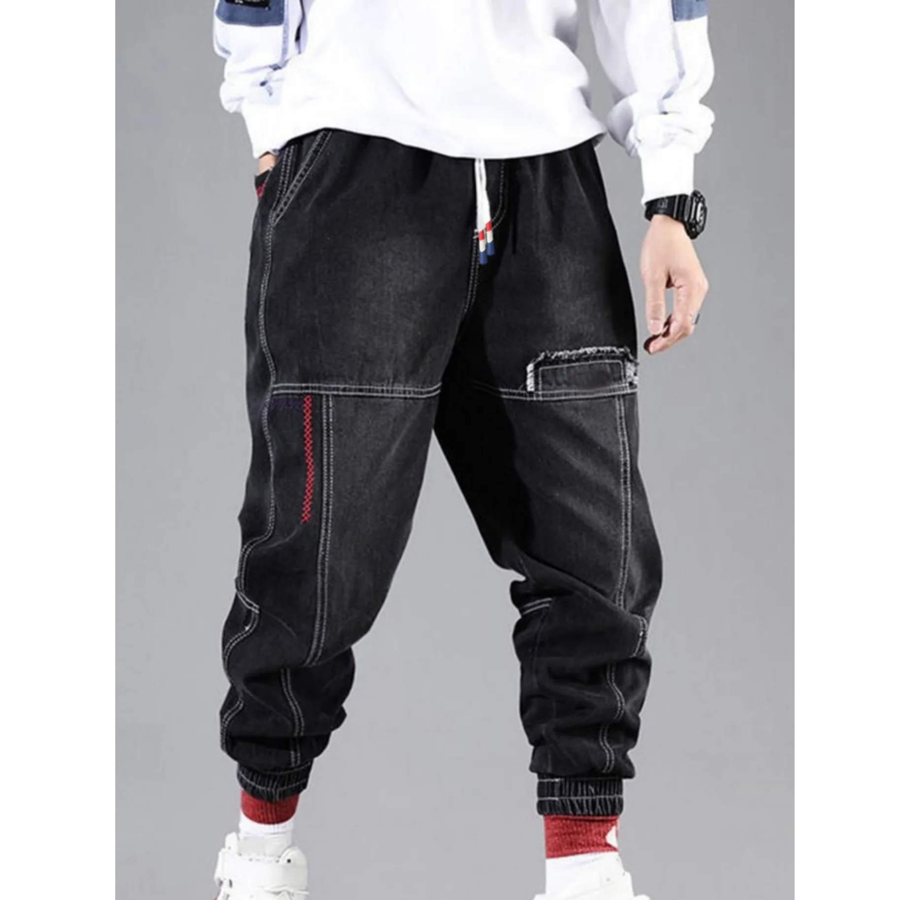 

Men's Loose Fit Drawstring Harlan Pants Street Style Casual Four Seasons Hip Hop Trousers Fashionable Loose Men's Pants