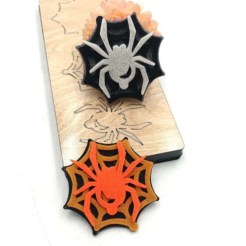 Wooden Cutting Die for Halloween Spiders and Spider Webs, Suitable for Most Machines