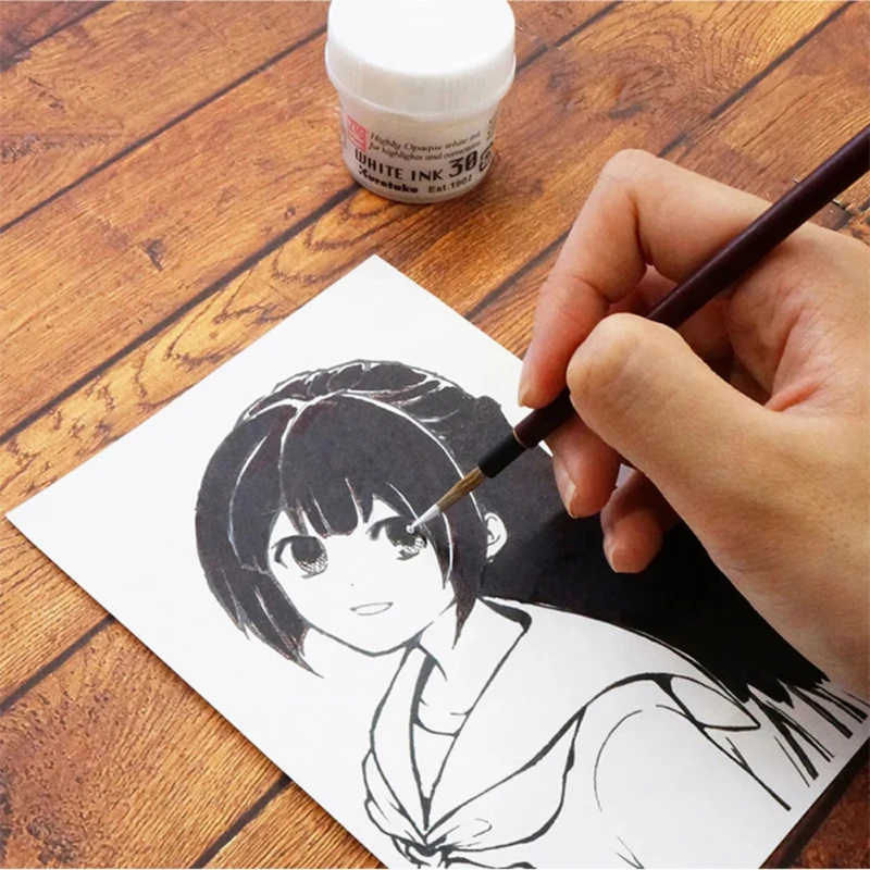 Kuretake White Watercolor Ink 30ml Japan Opaque Waterproof High Gloss Pigment for Comic Illustration Hand Drawing Art Supplies