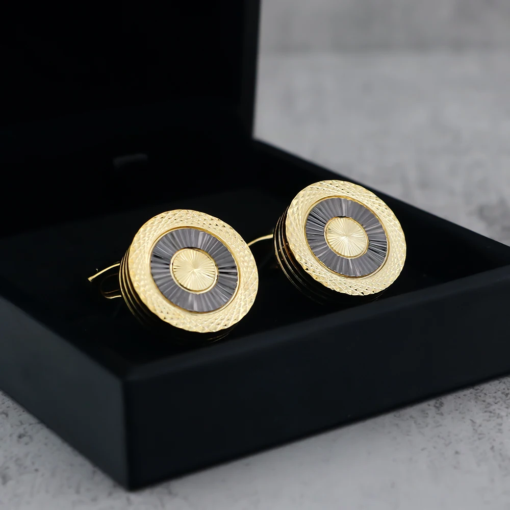 High Quality Brass Material French Shirt Cufflinks Light Luxury And Elegant Double-Layer Electroplated Contrasting Color Design