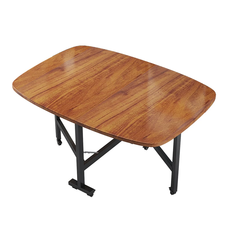 

Simple Foldable Dining Table Legs Metal Black Wheel Portable Entryway Coffee Tables Mobile Small Apartment Furniture