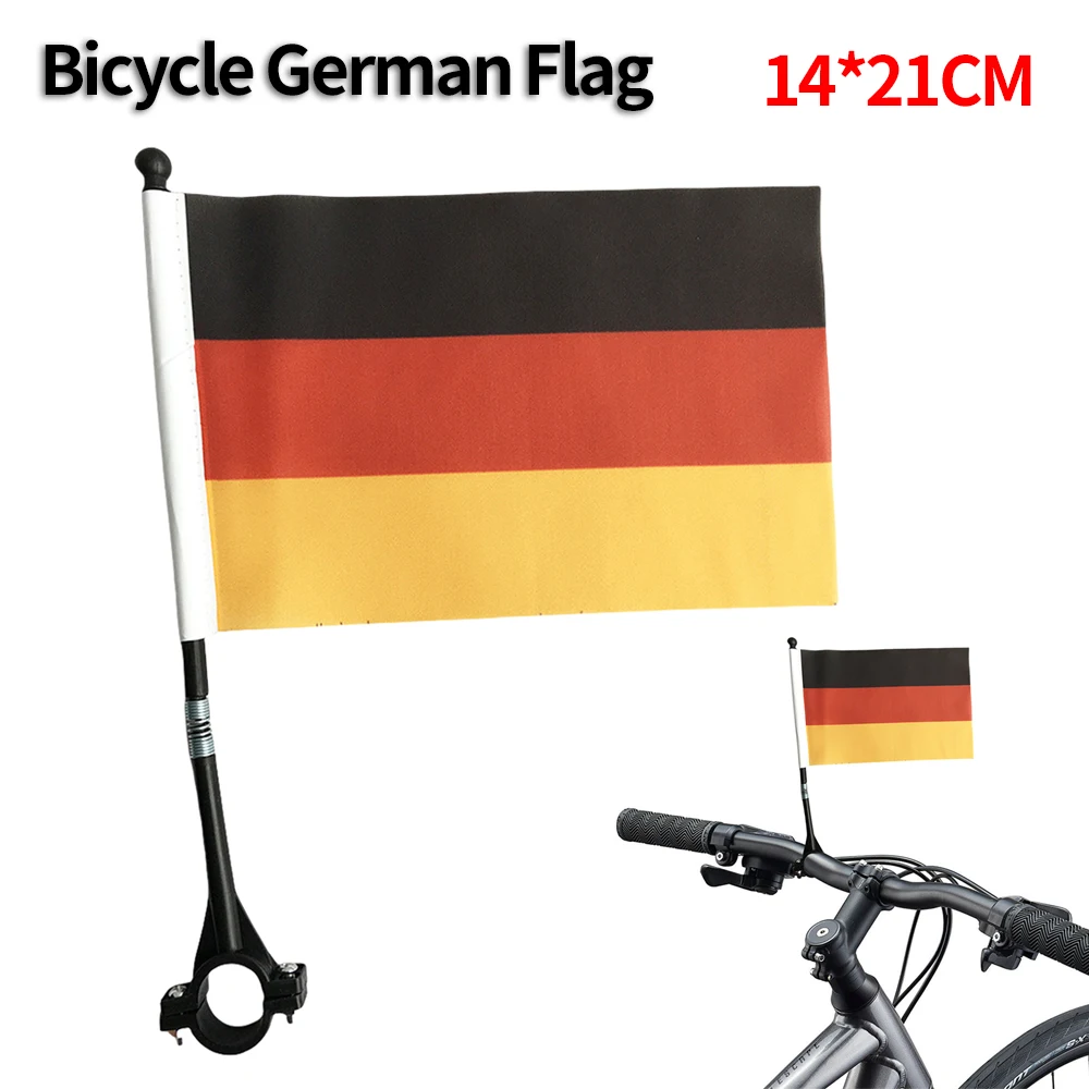 Bicycle Square Handlebar Flag Polyester Cycling Handlebar Germany Flag Banner 14x21cm German Mini Flag for Bicycle MTB Road Bike