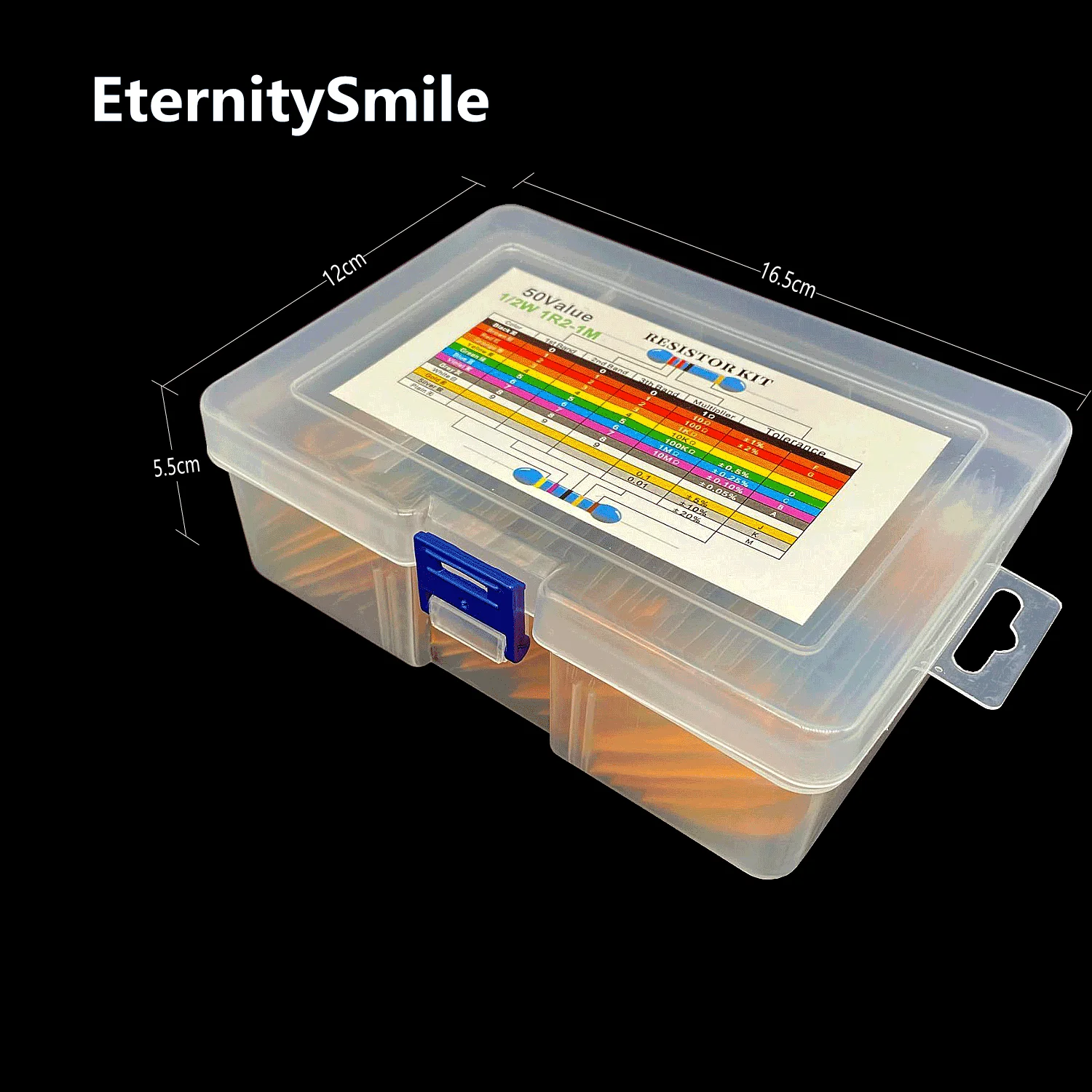 500Pcs New 50 Values 1/2W 0.5W 1% Metal Film Resistor Assortment Kit Set Resistor Samples Kit （1.2R-1M ohm)