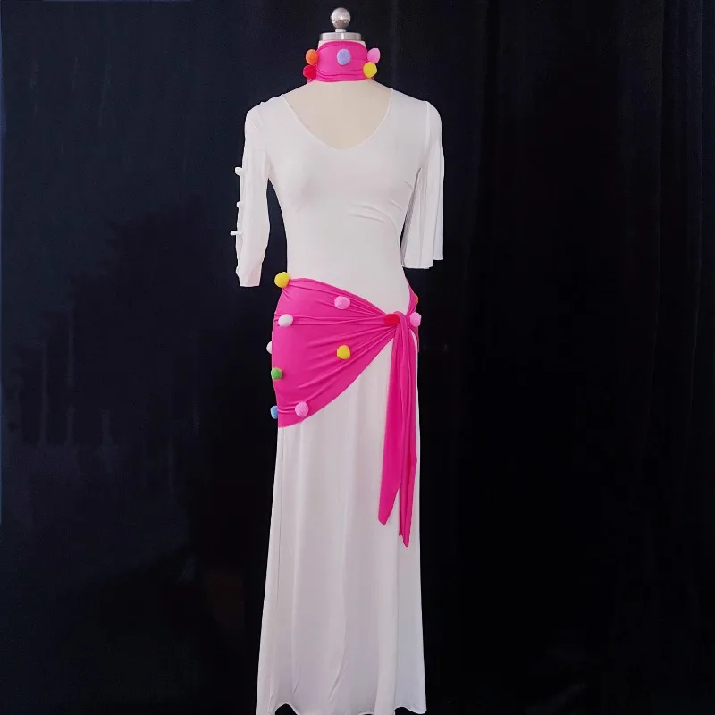 تخصيص جديد أزياء الرقص الشرقي ملابس الرقص الشرقي رداء شعبي مشروط الشعر الكرة وشاح الورك بلادي سعيدي رث الأبيض رداء حزام