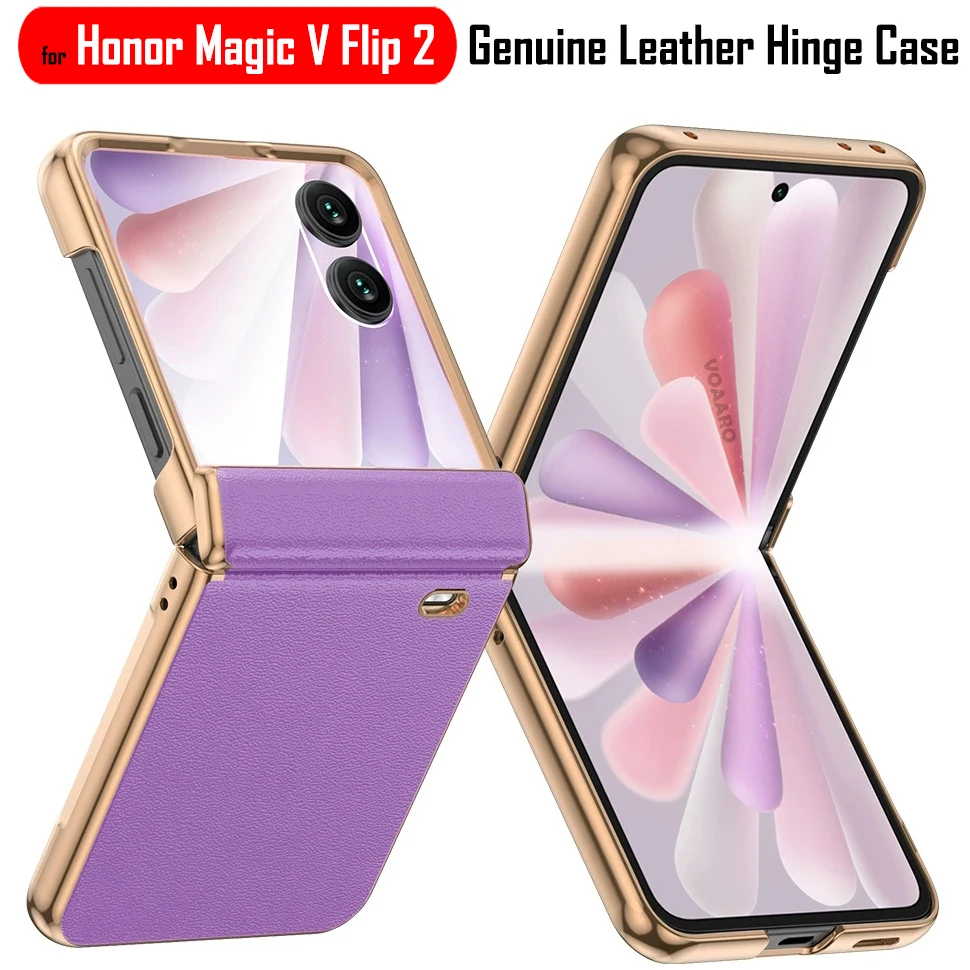 

Чехол с шарниром из натуральной кожи для Honor Magic V Flip 2, чехол для Honor Magic V Flip2, чехол с маленькой стеклянной пленкой для экрана