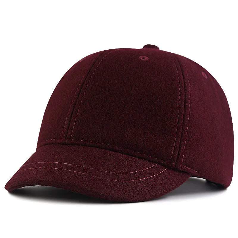 

big head Winter Warm Men's Wool Short Brim Baseball Cap Plus size 56-60cm 61-64cm Casual Snapback Caps Bone Gorras Dad Hat