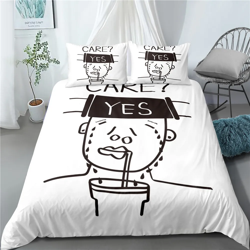 Stick Figure Continuous Line Drawing Duvet Cover Simple Queen King Single Bedding Sets Geometric Pattern Bed Linen no Filling