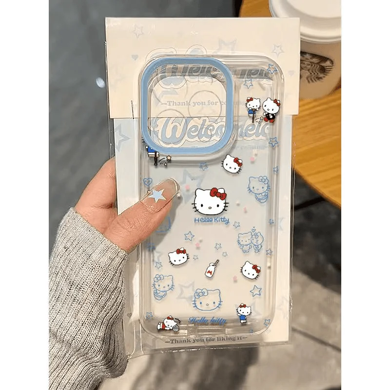 New Cute Cartoon Line Cat Pattern Tpu Transparent Phone Case for iPhone 17 16 15 14 13 Pro Max Plus Anti-fall Girls Gift