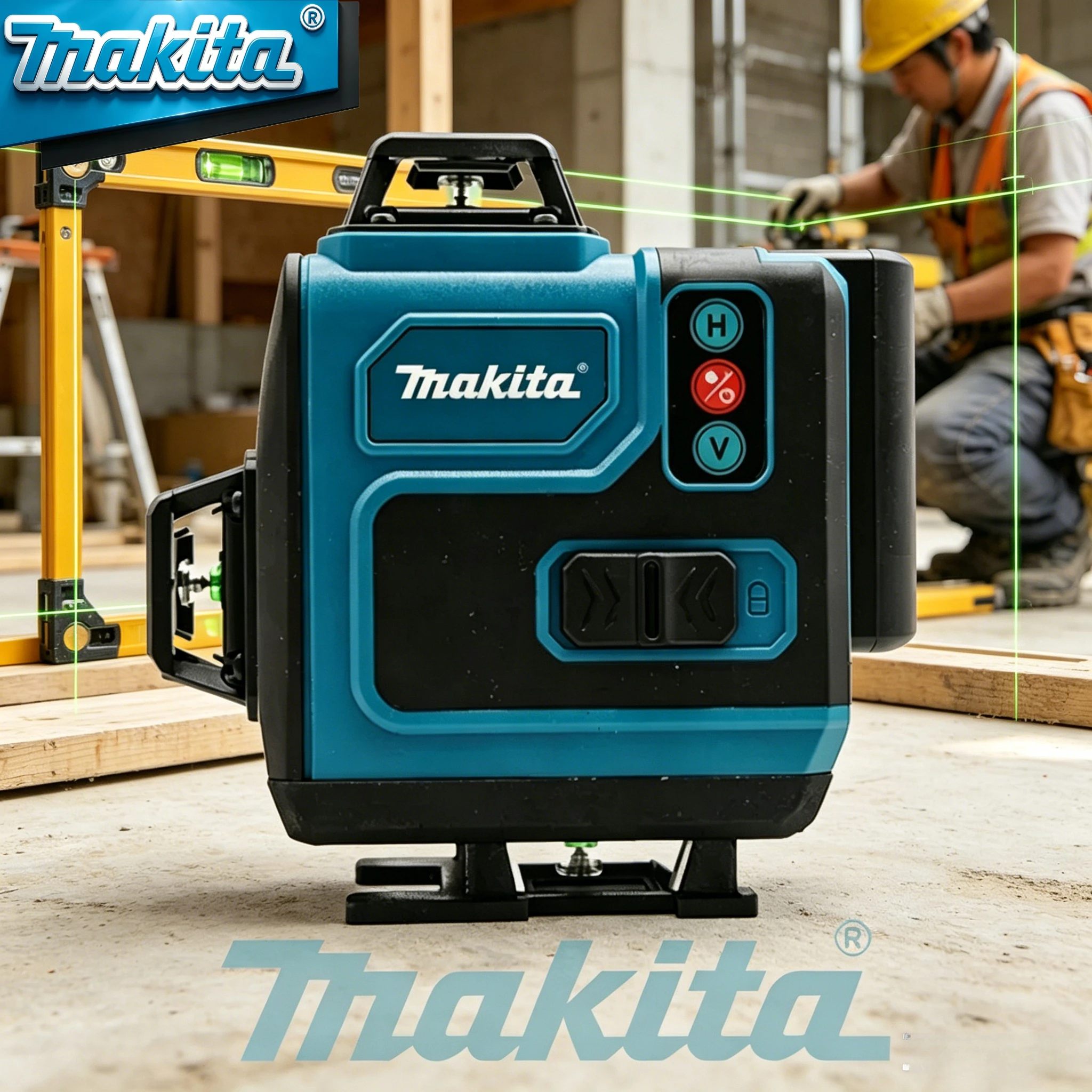 Genuine 6.0Ah Makita 18V Battery Makita 16 Lines 4D Laser Level Self Leveling Green Beam 360° Cross Line for Indoor Construction