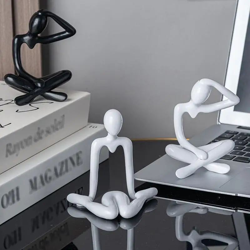 Harz abstrakte Kunst Skulptur Desktop Ornamente Denker Statue Sammlerstück Weihnachtsgeschenke Home Decor für Büro Studie Regal