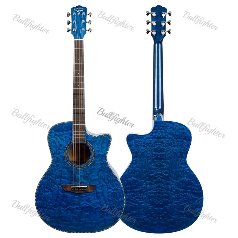 Bullfighter Laminated Acoustic Guitar D-4117NG Original Design 41inch 6 Strings Cutway Blue Electric Korean Ash Top