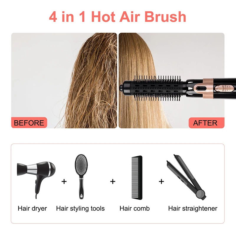 Multifunktions-Salon-Heißluft-Haartrockner-Bürstenset Lockenstab-Kamm Austauschbare Bürstenköpfe Automatischer Haarlockenstab für den Salon – Detail 5