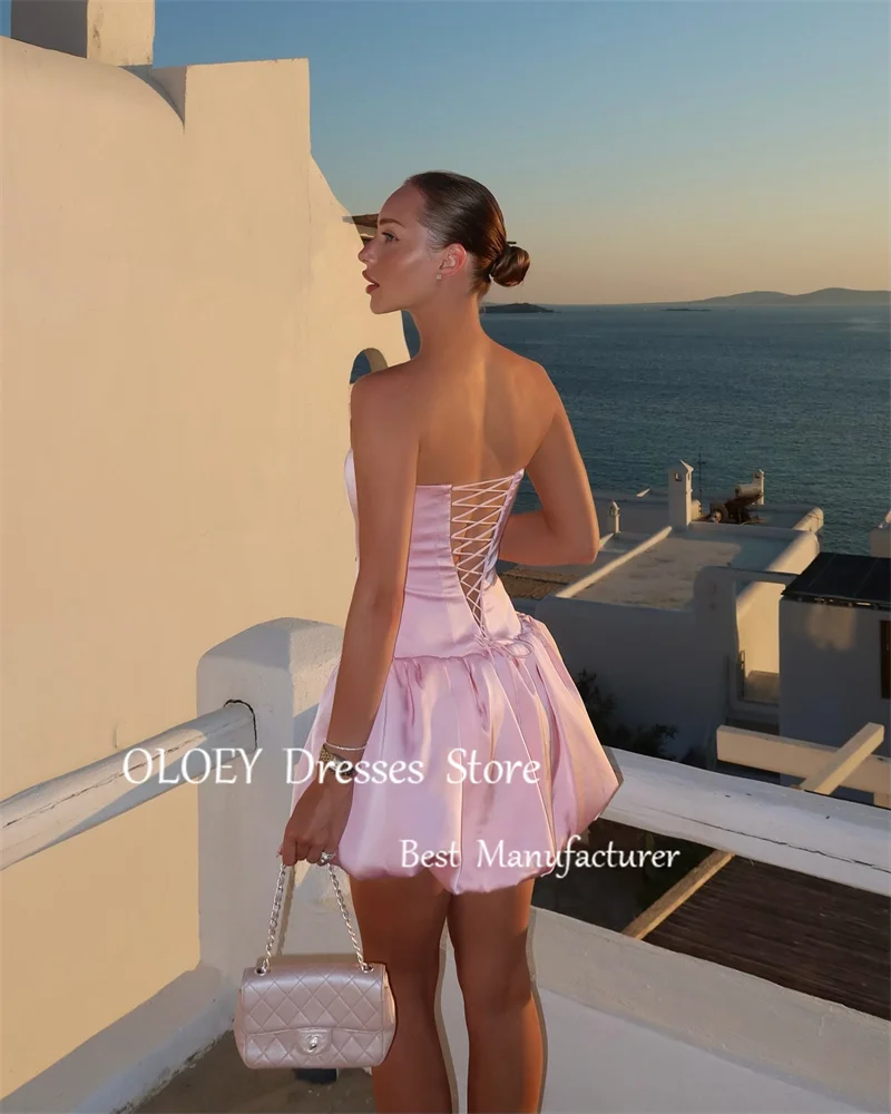 OLOEY-vestido de coquetel sem alças para mulheres, mini vestidos curtos simples de baile, fofos e adoráveis, saia de praia de aniversário e verão, vestido americano