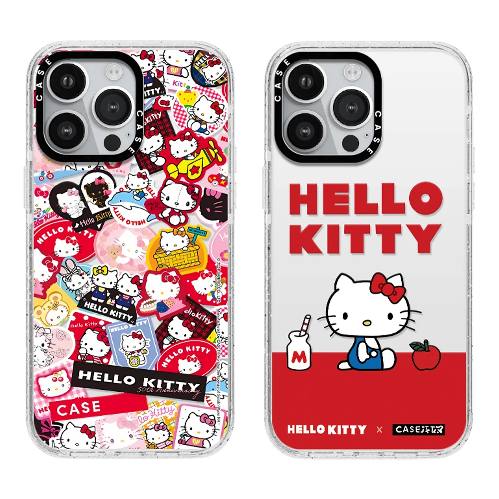 

Sanrio Hello Kitty Acrylic With MagSafe Phone Case For iPhone 16 15 14 13 12 Pro Max Cartoon Cute Anti-drop White border Case