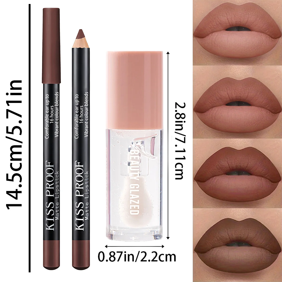 2 pezzi/set matita per labbra + olio per labbra rossetto in velluto opaco - Set combinato labbra impermeabile a lunga durata Tutorial per il trucco Cosmetici