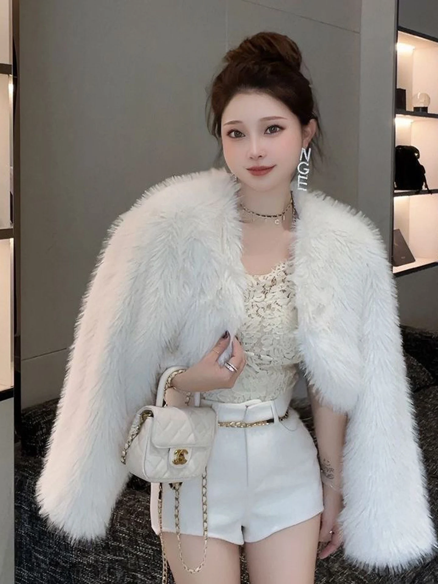 Korean Style Fashionable Short Fur Jacket Women's Autumn New Eco-friendly  Leatherette Small Size Fur Short Top