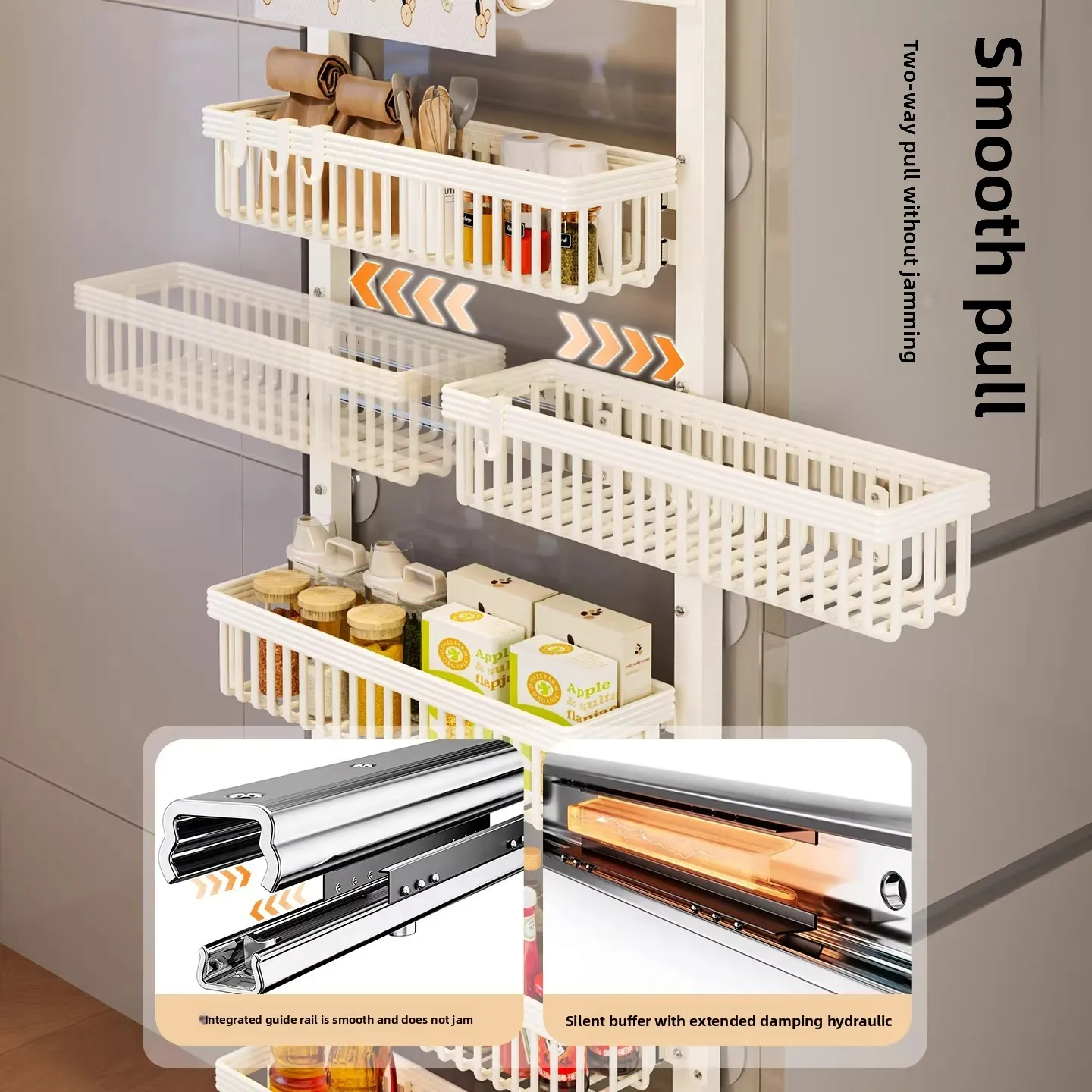 

Hxl side-mounted storage rack - no drilling, wall-mounted spice rack for narrow spaces