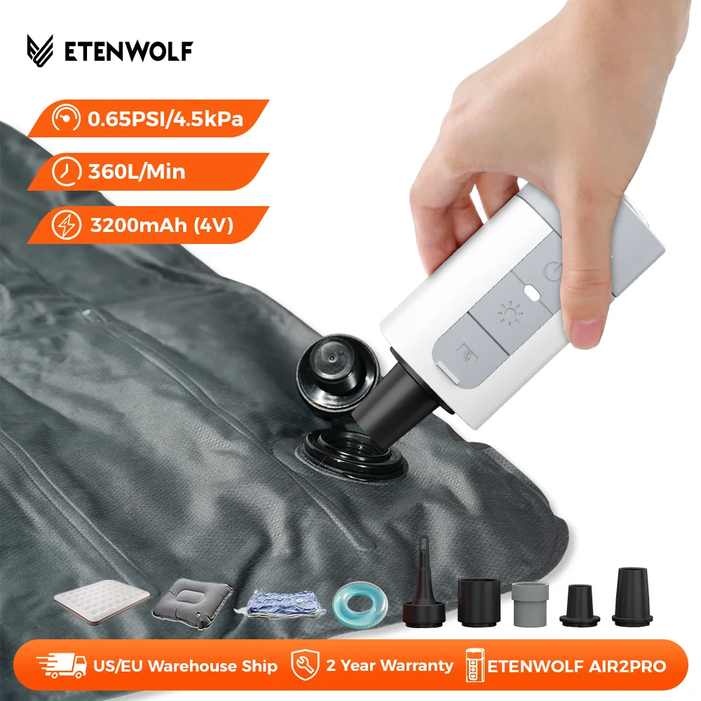 

Портативный воздушный насос ETENWOLF Air 2 Pro, 2 шт., насос для более быстрым накачиванием, дефляционный насос для воздушной подушки, сумка для вакуумного хранения, кольцо для плавания