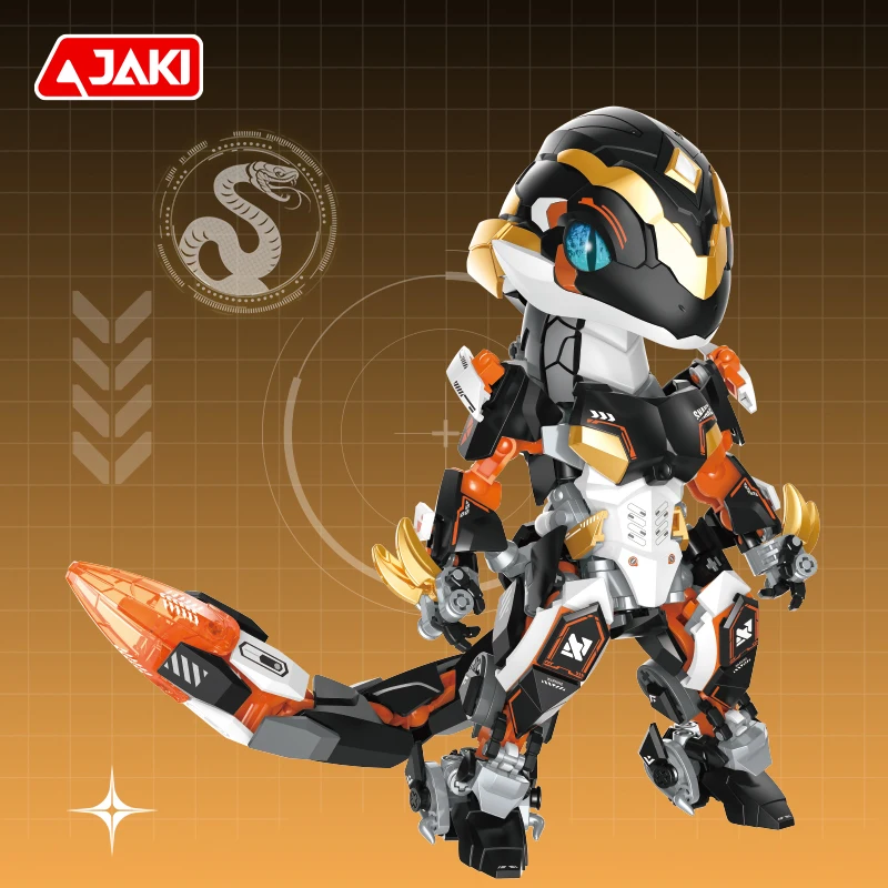 جاكي بناء الالعاب العملاقة اثني عشر زودياك الذهبي مقياس ميكا ثعبان منضدية الديكور Mecha نموذج لعبة السنة الجديدة للأطفال #5