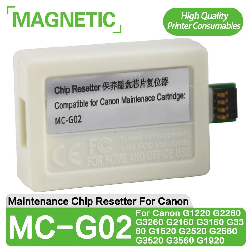 Resetador de Chip para Caixa de Manutenção MC-G02 G02 para Canon G1220 G2260 G3260 G2160 G3160 G3360 G1520 G2520 G2560 G3520 G3560 G1920 G2920