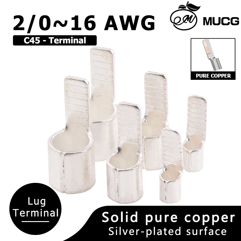 C45 Terminal Lug Silver Plated Copper Terminal Lug Crimp Terminal Lug Connect Small Circuit Breaker Connect Electric Cable 70mm2