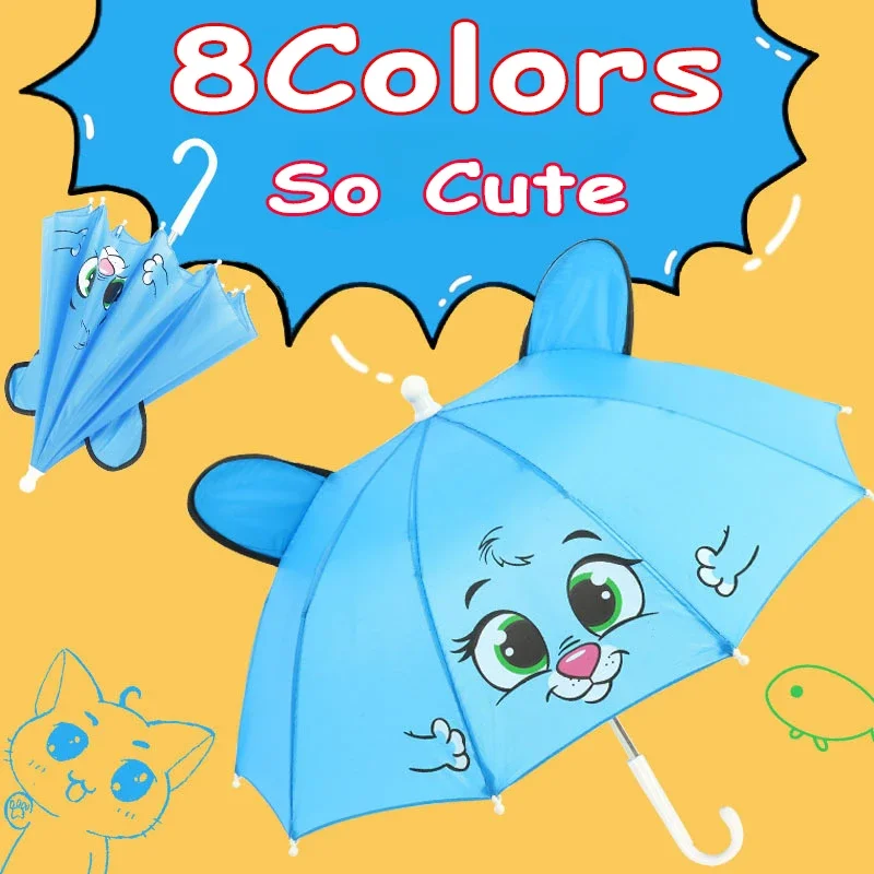 Cute Cartoon Children Umbrella animation creative long-handled 3D ear modeling kids umbrella For boys girls