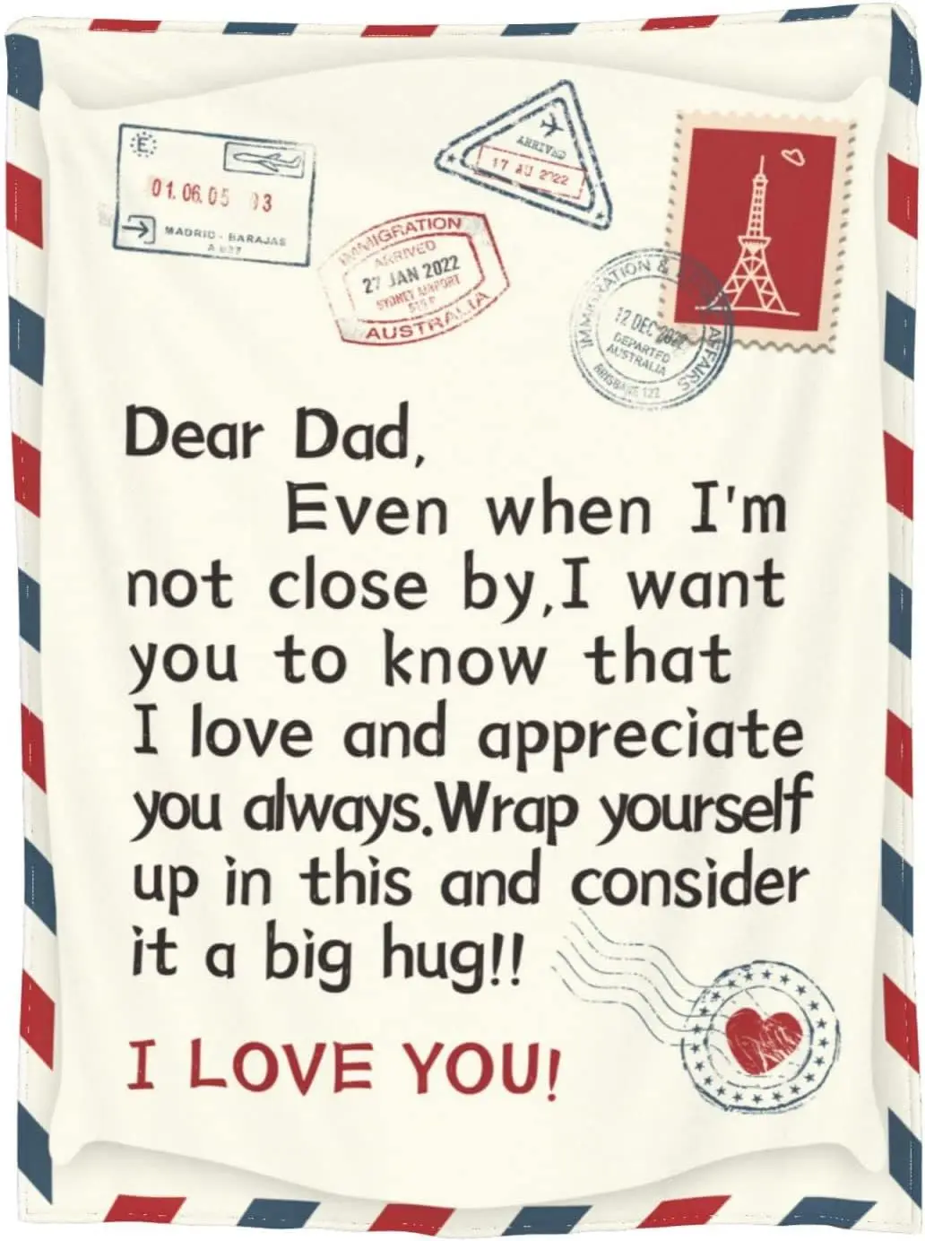 مخصص أبي بطانية من ابنة ابن إلى أبي رمي بطانية البريد الجوي رسالة أبي بطانية هدية لهدايا عيد ميلاد الآباء #1