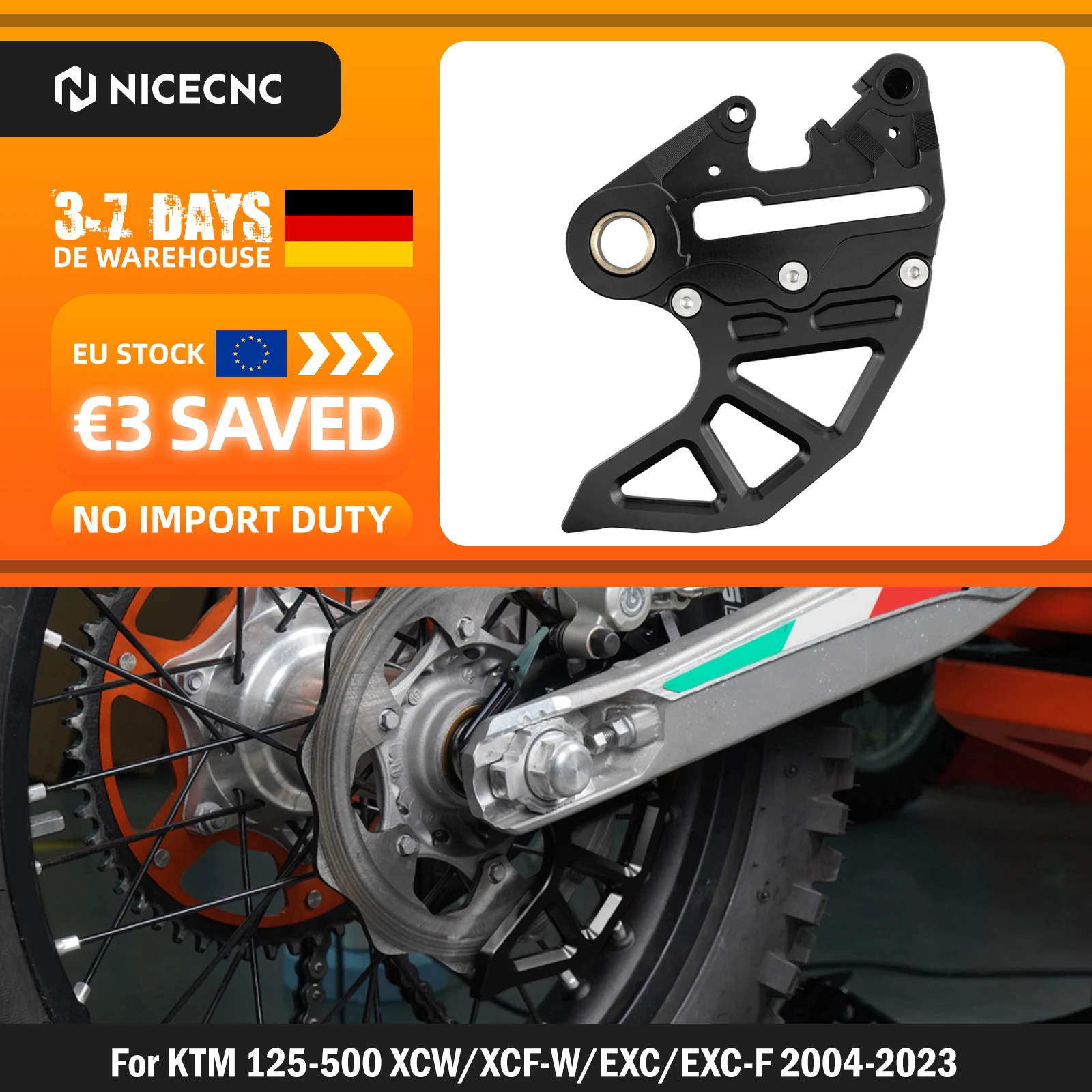 NICECNC Für Husqvarna TE 300 TE 250 FE 250 FE 350 FE 450 2014-2017 Für KTM EXC 300 EXC-F 350 2004-2023 Für GasGas EC 300 2021-2023 Motorrad-Bremsscheibenschutz hinten
